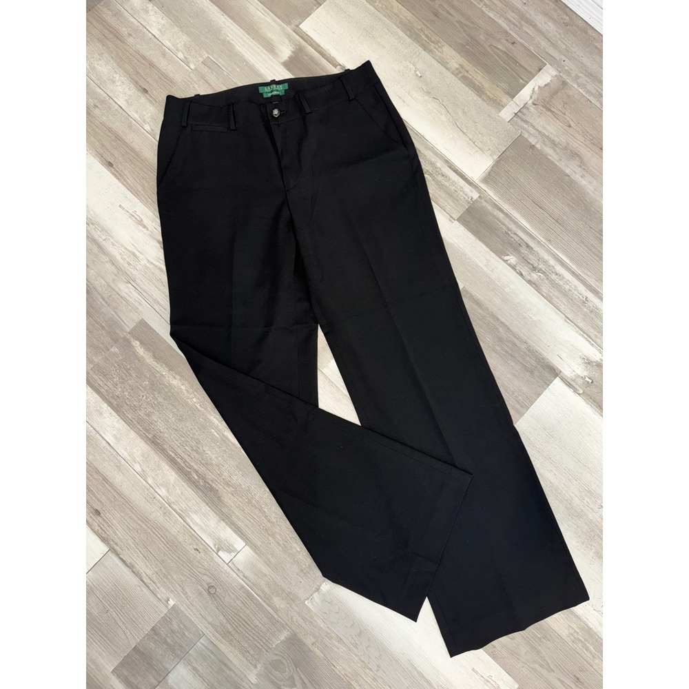 Lauren Ralph Lauren Sanderson Pants Women Black Wide Leg Trousers Size 8